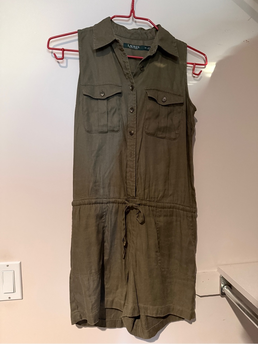 Ralph Lauren Olive Utility Sleeveless Jumpsuit